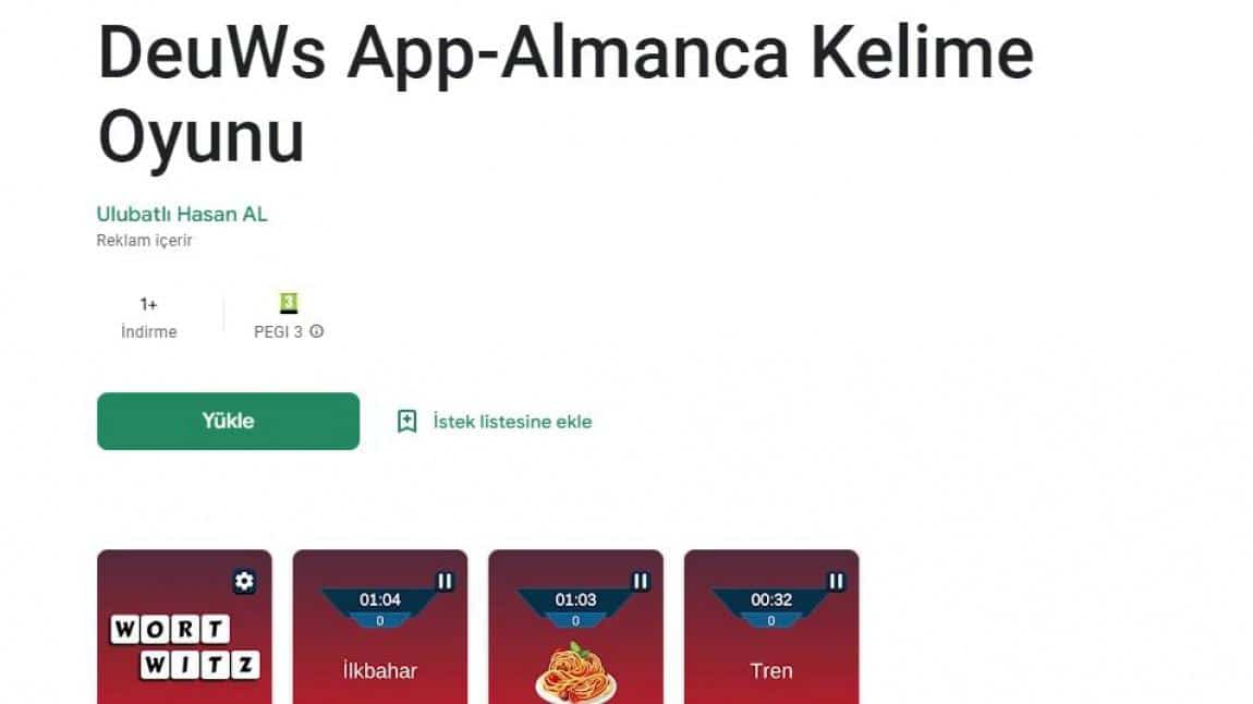 Almanca Kelime Oyunumuz DeuWS App oyunumuz kullanımınıza hazır 